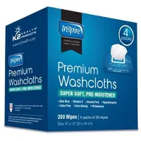 Inspire vochtige doekjes voor volwassenen, washandjes voor volwassenen, incontinentiedoekjes en reinigingsdoekjes voor ouderen, 20 x 30 cm (200 stuks)