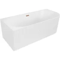 Mexen Gia vrijstaande hoekbad geribbeld links 150 x 75 , wit mat, overloop roosgoud - 52701507501L-60
