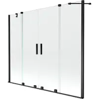 Mexen Velar Duo badwand vouwdeur 2-delig verschuifbaar 190 x 150 , transparant, zwart - 896-190-000-02-70