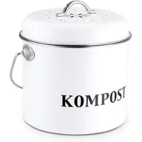 Typecat Keukencompostbak 5L Biologische zelfgemaakte vuilnisbak Meloenbladeren IJzeren ronde houtskoolfilter Emmer DIY tuin