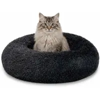 Lionto Knuffelbed kat, donutvormig & extra zacht Ø50 cm donkergrijs