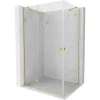 Mexen Mist-H Duo draaideur douchecabine links 95 x 85 , transparant, geborsteld goud - 8A5-095L-085P-55-00