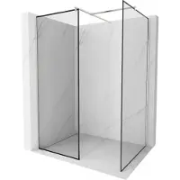 Mexen Kioto Douchewand Walk-in 80 x 80 , zwarte rand, geborsteld nikkel - 800-080-202-97-70-080