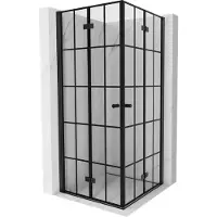 Mexen Mist-F Duo vouwbare douchecabine 120 x 120 , zwart raster, zwart - 8A6-120L-120P-70-77