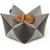 Lionto Sterrenkussen kat, zacht kattenbed 60x35 cm lichtgrijs/donkergrijs