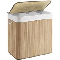 Helloshop26 Wasmand - - 150L - 3 compartimenten - Opvouwbaar - Met deksel