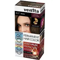 Venita KERATINE PLEX Brown / Bruin 4.17 HOOGWAARDIGE INTENSIEVE PERMANENTE Haarverf met KERATINE en NATUURLIJKE OLIËN met 3-Voudig Haarbescherming Systeem 125ml