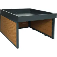 MCW Robotmaaier garage met plantenbak -L45, overkapping voor grasmaaier, WPC metaal 40x60x73cm ~ eiken look