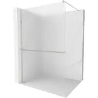 Mexen Kioto+ douchewand met plank Walk-in 120 x 200 , ijsbloem, geborsteld nikkel - 800-120-121-97-30
