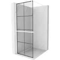 Mexen Kioto+ douchewand met plank Walk-in 70 x 200 , zwart rooster, wit - 800-070-121-20-77