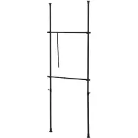 Helloshop26 Telescopische kledingkast opbergoplossingen 75 -115 cm zwart gelakt staal 03_0008159