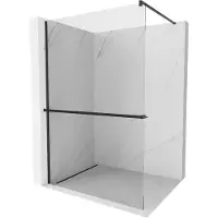 Mexen Kioto+ douchewand met plank Walk-in 105 x 200 , transparant, zwart - 800-105-121-70-00