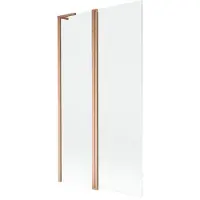 Mexen Mist L badwand 2-delig 100 x 150 , transparant, geborsteld koper - 8A9L-100-011-65-00