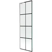 Mexen Next L badwand 1-delig 60 x 150 , zwart raster, geborsteld nikkel - 895-060-000-03-77-97