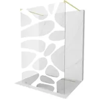 Mexen Kioto vrijstaande douchewand 100 x 200 , witte golf 8 mm, gouden geborsteld - 800-100-002-55-97