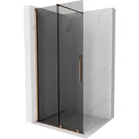 Mexen Velar schuifbare inloopdouchewand 75 x 200 , grafiet 8 mm, roze goud - 871-075-000-43-60
