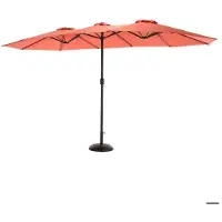 MUVOE Rechthoekige dubbelzijdige parasol van 4,5 m met een handvat ( Oranje) . (zonder voet).