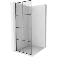 Mexen Kioto L Douchewand Walk-in 80 x 200 , zwart raster, goud - 800-080-103-50-77