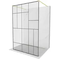 Mexen Kioto vrijstaande douchewand 140 x 200 , zwart patroon 8 mm, geborsteld goud - 800-140-002-55-78