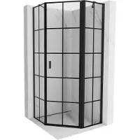 Mexen Mist vijfhoekige douchecabine draaibaar rechts 80 x 80 , zwart raster, zwart - 8A8-080-080-70-77-P