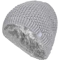 Heat Holder - Gebreide warme thermo muts voor dames - Lichtgrijs
