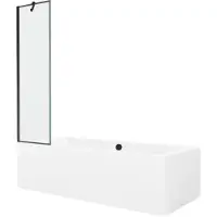 Mexen Cube rechthoekig bad 180 x 80 met paneel en 1-vleugelige scherm 50 , zwart patroon - 550518080X9505007070