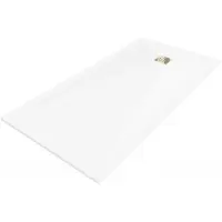Mexen Stone+ rechthoekige composiet douchebak 180 x 70 , wit, gouden afdekking - 44107018-G