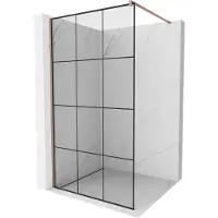 Mexen Kioto douchewand Walk-in 120 x 200 , zwart raster 8 mm, roze goud - 800-120-101-60-77