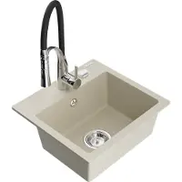 Mexen Milo granieten spoelbak 1-komorige met keukenmengkraan Aster, beige - 6505-69-73450-07
