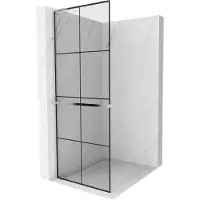 Mexen Kioto+ L douchewand met plank Walk-in 80 x 200 , zwart raster, chroom - 800-080-123-01-77