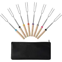 TAUOH Marshmallow-roosterstokjes (8 stuks) 32 inch uitschuifbare en telescopische smores-spiesjes voor op de vuurplaats