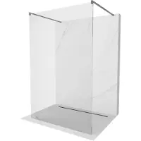 Mexen Kioto vrijstaande douchewand 145 x 200 , transparant 8 mm, geborsteld geweergrijs - 800-145-002-66-00