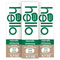 OL Hello Natuurlijk Witte Fluoride Tandpasta, Natuurlijke Pepermunt Smaak en Tea Tree Olie, 3 Verpakkingen, 4.7 OZ