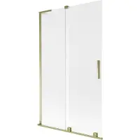 Mexen Velar L badwand scherm 2-delig schuifbaar 110 x 150 cm, mat, goud - 896-110-003-31-50