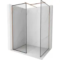 Mexen Kioto douchewand Walk-in 120 x 90 , zwart frame, geborsteld koper - 800-120-202-65-70-090