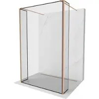 Mexen Kioto vrijstaande douchewand 150 x 30 x 30 , zwart frame, geborsteld koper - 800-150-030-222-65-70-030