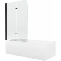 Mexen Cubik rechthoekig bad 170 x 70 met behuizing en 2-vleugelig scherm 100 , transparant, zwart - 550317070X9010027000
