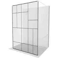 Mexen Kioto vrijstaande douchewand 100 x 200 , zwart patroon 8 mm, wit - 800-100-002-20-78