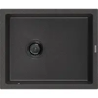 Mexen Pedro granieten spoelbak 1-komor 560 x 460 , zwart gespikkeld, zwarte sifon - 6508561000-76-B