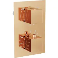 Mexen Cube thermostatische bad-douchekraan met 2 uitgangen, roze goud - 77502-60