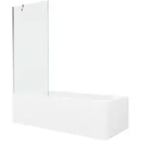 Mexen Vega rechthoekig bad 150 x 70 met ombouw en 1-deurs scherm 80 , transparant, chroom - 550115070X9508000001