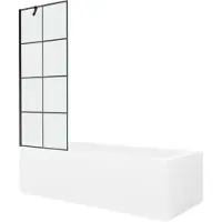 Mexen Vega rechthoekig bad 180 x 80 met ombouw en 1-delige scherm 70 , zwart patroon - 550118080X9507007077