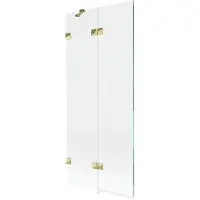 Mexen Lunar badwand 2-delig links 80 x 150 , transparant, goud - 897-080-100-50-00-L