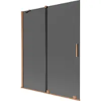 Mexen Velar badwand 2-vleugelige schuifdeur 140 x 150 , grafiet, geborsteld koper - 896-140-000-41-65