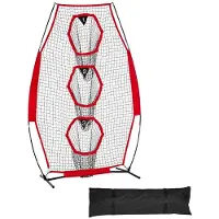 DUOKU Trainingsnet voor Voetbal--168 x 245 cm-Rugby Gooi Net met 3 Doelzones-zonder Knoop-Rood