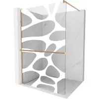 Mexen Kioto+ douchescherm met plank Walk-in 110 x 200 , witte golf, geborsteld koper - 800-110-121-65-97