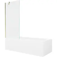 Mexen Vega rechthoekig bad 160 x 70 met ombouw en 1-deurs scherm 80 , transparant, goud - 550116070X9508000050
