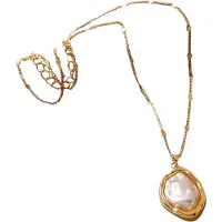 Typecat Onregelmatige parelketting, lichte luxe niche-accessoires, hoogwaardige onregelmatige ketting, goudkleur