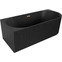 Mexen Gia vrijstaande hoekbad geribbeld links 170 x 80 , zwart mat, overloop rosegoud - 52701708071L-60