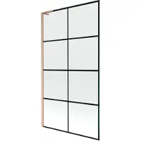 Mexen Next L badwand éénvleugelig 100 x 150 , zwart raster, geborsteld koper - 895-100-000-03-77-65